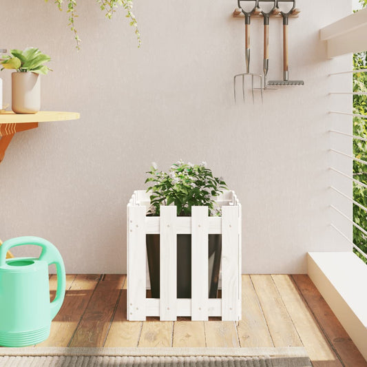 vidaXL Fioriera Giardino a Recinzione Bianco 40x40x40 cm Massello Pino VIDAXL