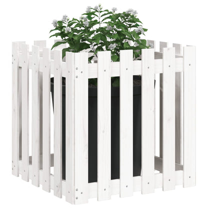 vidaXL Fioriera Giardino a Recinzione Bianca 60x60x60 cm Massello Pino