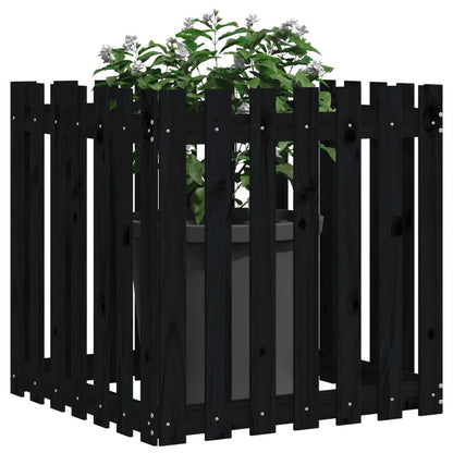 vidaXL Fioriera Giardino a Recinzione Nera 70x70x70 cm Massello Pino
