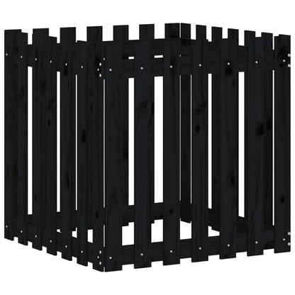vidaXL Fioriera Giardino a Recinzione Nera 70x70x70 cm Massello Pino