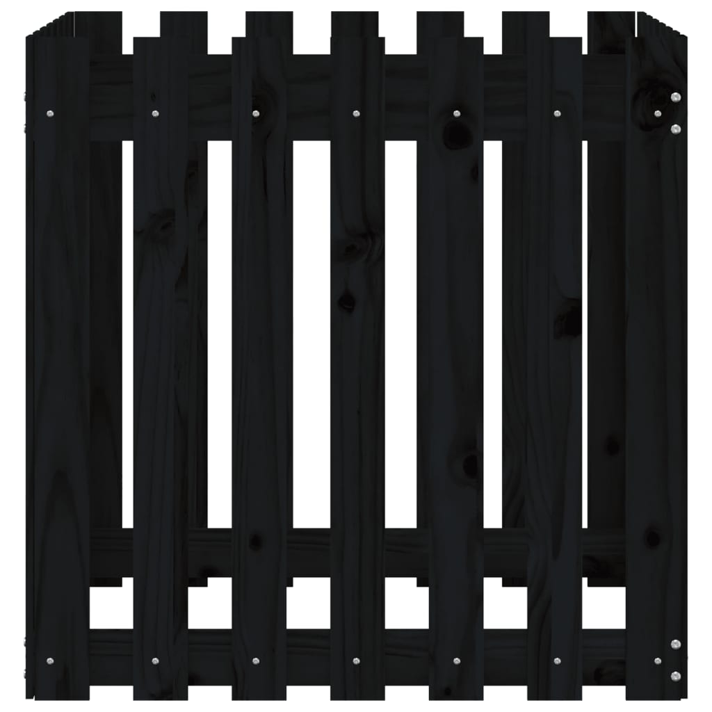 vidaXL Fioriera Giardino a Recinzione Nera 70x70x70 cm Massello Pino