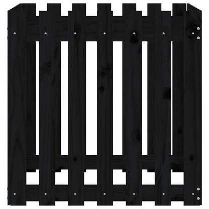 vidaXL Fioriera Giardino a Recinzione Nera 70x70x70 cm Massello Pino