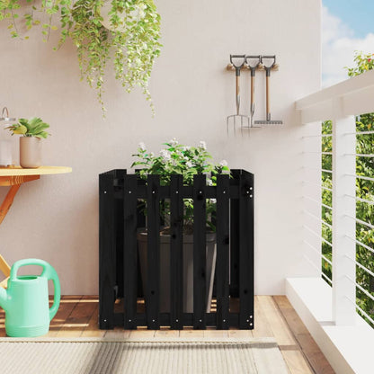 vidaXL Fioriera Giardino a Recinzione Nera 70x70x70 cm Massello Pino
