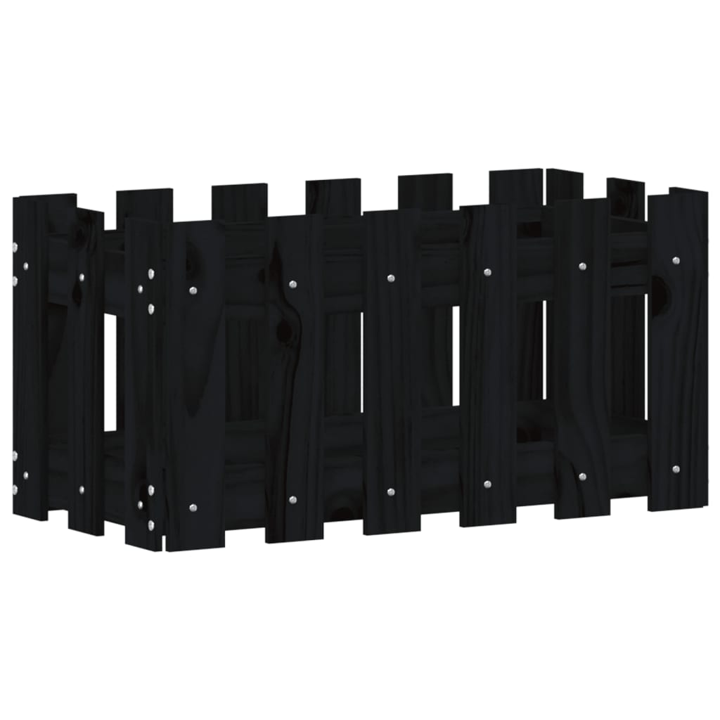 vidaXL Fioriera Giardino a Recinzione Nera 60x30x30 cm Massello Pino VIDAXL