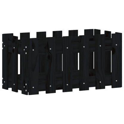 vidaXL Fioriera Giardino a Recinzione Nera 60x30x30 cm Massello Pino VIDAXL