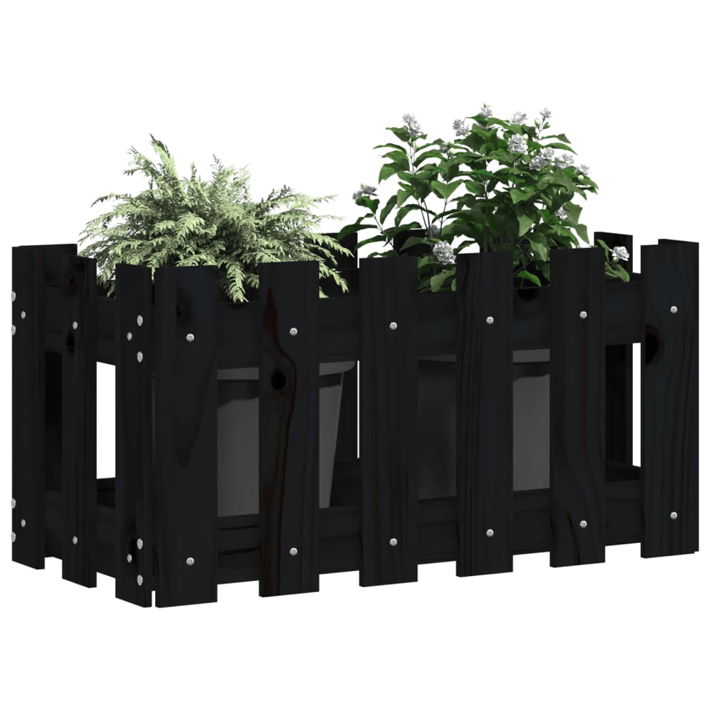 vidaXL Fioriera Giardino a Recinzione Nera 60x30x30 cm Massello Pino VIDAXL