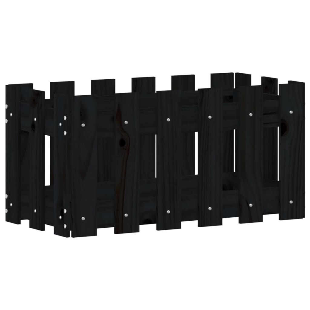 vidaXL Fioriera Giardino a Recinzione Nera 60x30x30 cm Massello Pino VIDAXL