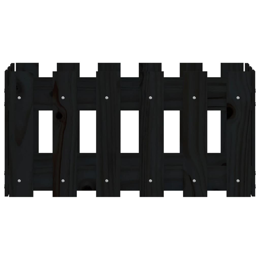 vidaXL Fioriera Giardino a Recinzione Nera 60x30x30 cm Massello Pino VIDAXL