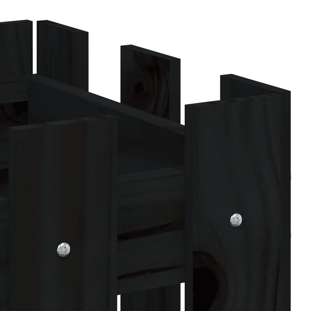 vidaXL Fioriera Giardino a Recinzione Nera 60x30x30 cm Massello Pino VIDAXL