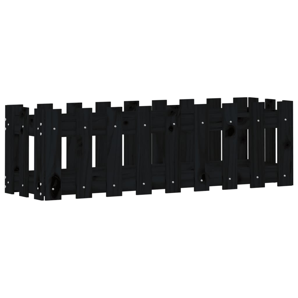 vidaXL Fioriera Giardino a Recinzione Nera 100x30x30cm Massello Pino VIDAXL
