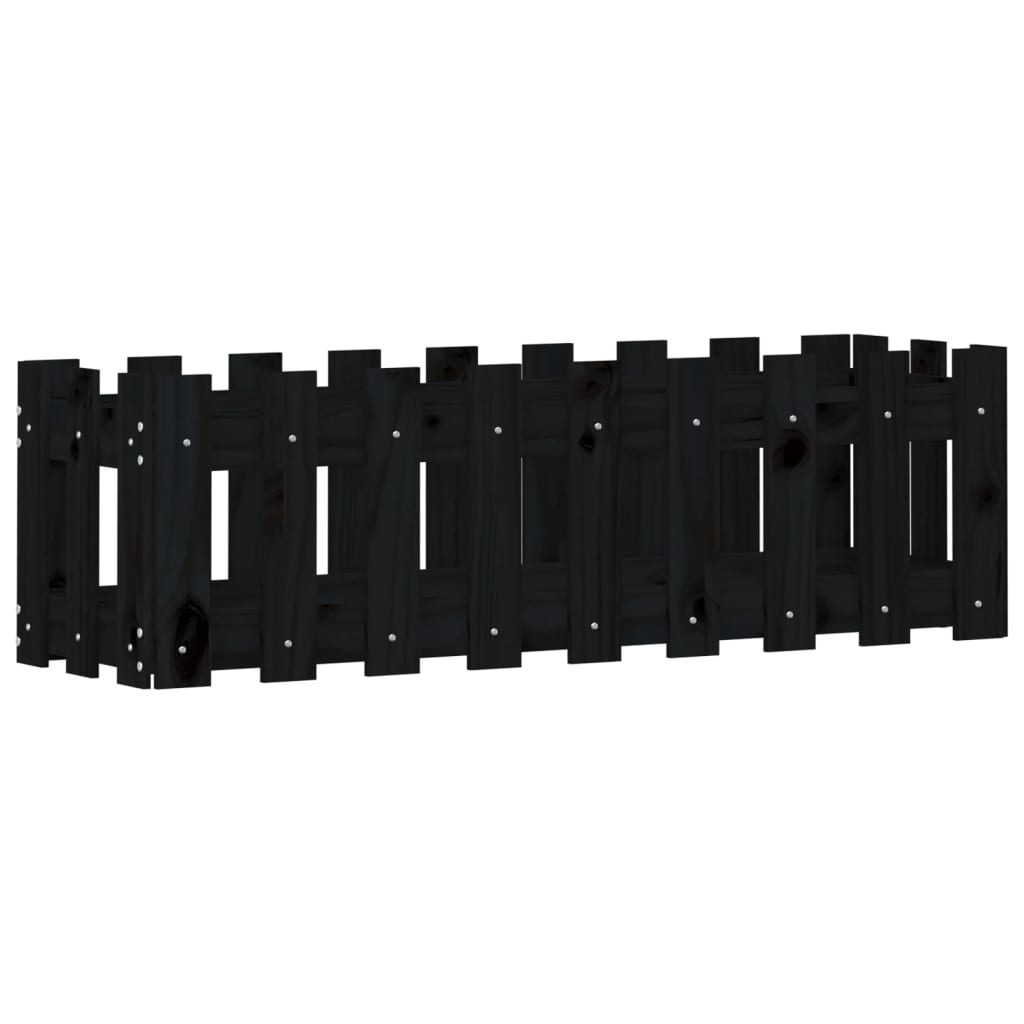 vidaXL Fioriera Giardino a Recinzione Nera 100x30x30cm Massello Pino VIDAXL