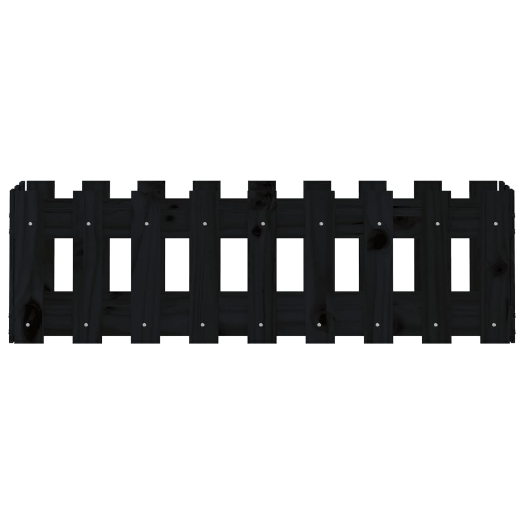 vidaXL Fioriera Giardino a Recinzione Nera 100x30x30cm Massello Pino VIDAXL