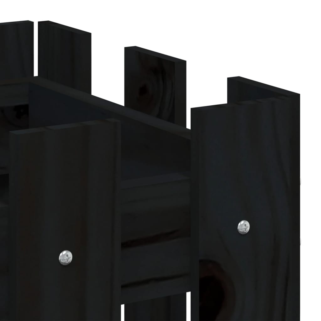 vidaXL Fioriera Giardino a Recinzione Nera 100x30x30cm Massello Pino VIDAXL
