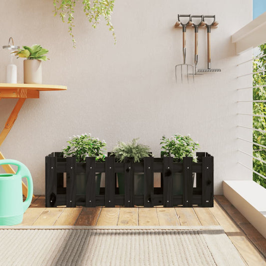 vidaXL Fioriera Giardino a Recinzione Nera 100x30x30cm Massello Pino VIDAXL