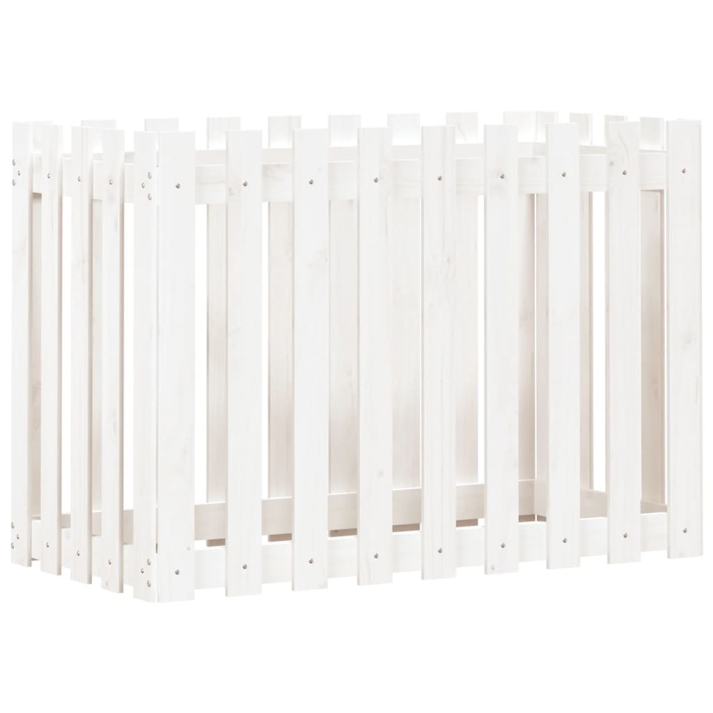 vidaXL Fioriera Giardino a Recinzione Bianca 100x50x70cm Massello Pino VIDAXL