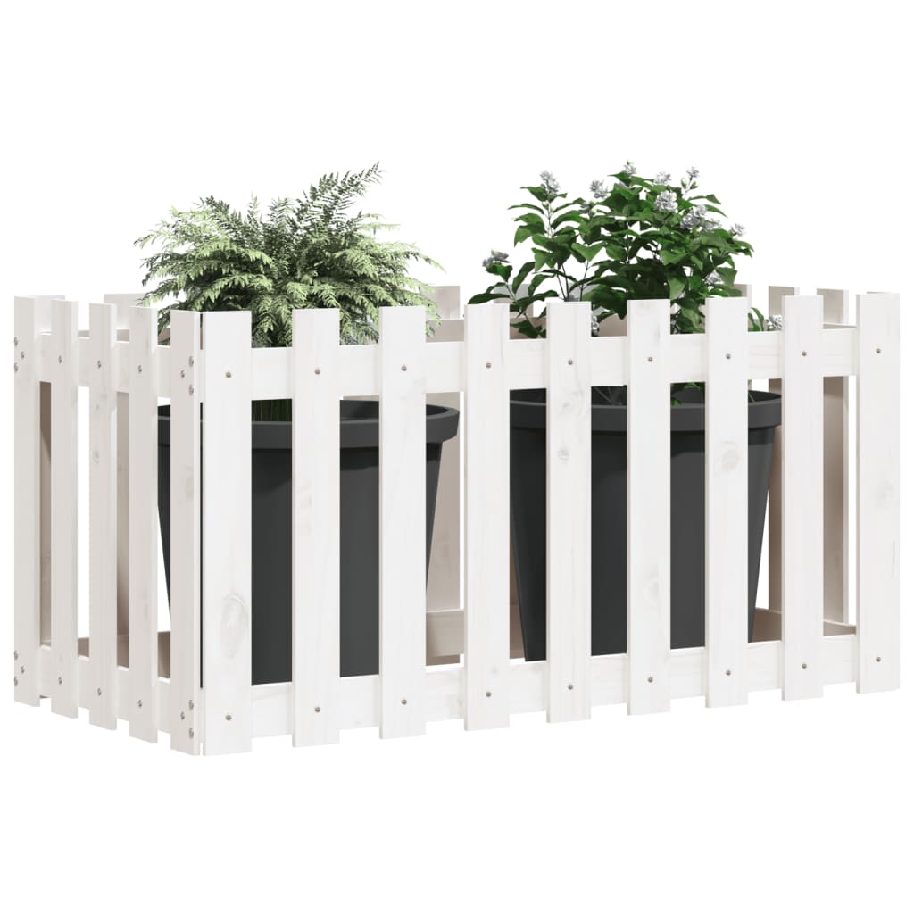 vidaXL Fioriera Giardino a Recinzione Bianca 100x50x70cm Massello Pino VIDAXL