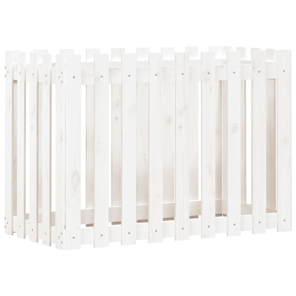 vidaXL Fioriera Giardino a Recinzione Bianca 100x50x70cm Massello Pino VIDAXL