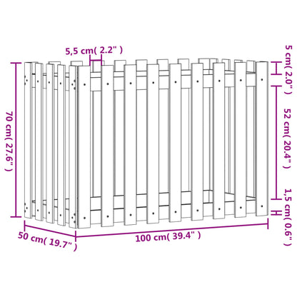 vidaXL Fioriera Giardino a Recinzione Bianca 100x50x70cm Massello Pino VIDAXL