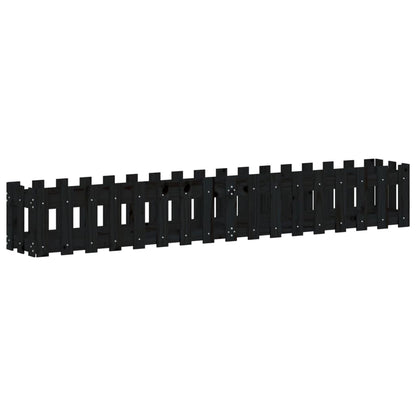 vidaXL Fioriera Giardino a Recinzione Nera 200x30x30cm Massello Pino VIDAXL