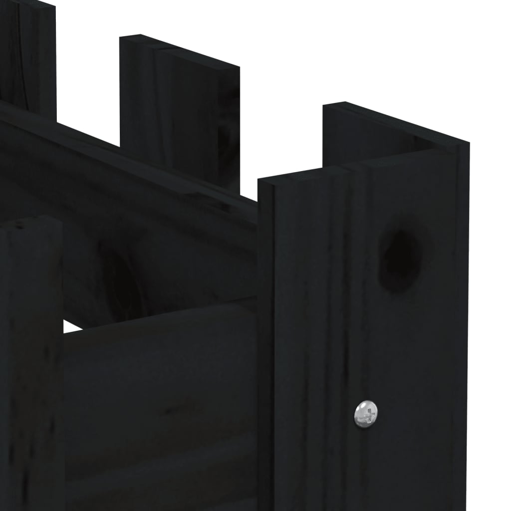 vidaXL Fioriera Giardino a Recinzione Nera 200x30x30cm Massello Pino VIDAXL