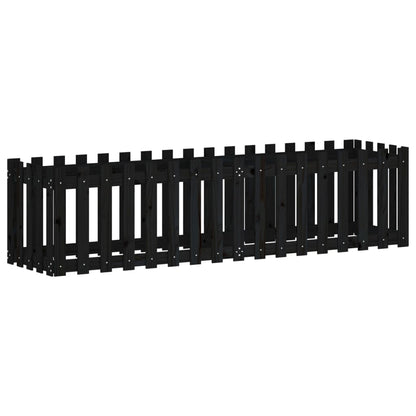 vidaXL Fioriera Giardino a Recinzione Nera 200x50x50cm Massello Pino