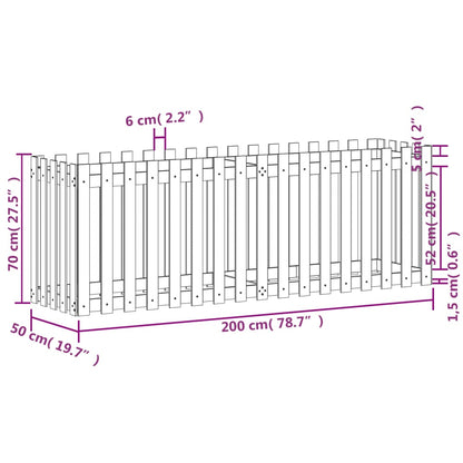 vidaXL Fioriera da Giardino Recinzione 200x50x70cm in Pino Impregnato