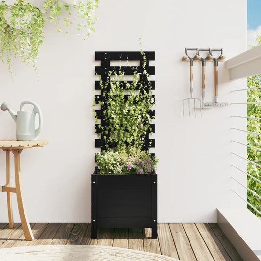 vidaXL Fioriera Giardino con Rastrelliera Nera 39x39,5x114cm Pino VIDAXL