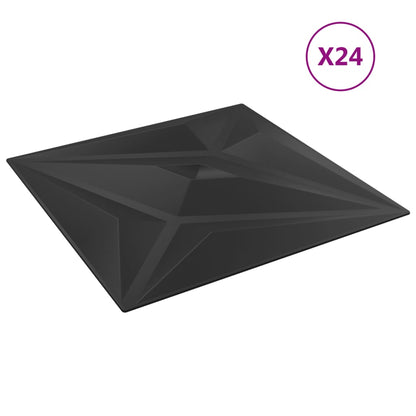 vidaXL Pannelli Murali 24 pz Neri 50x50 cm XPS 6 m² Stella