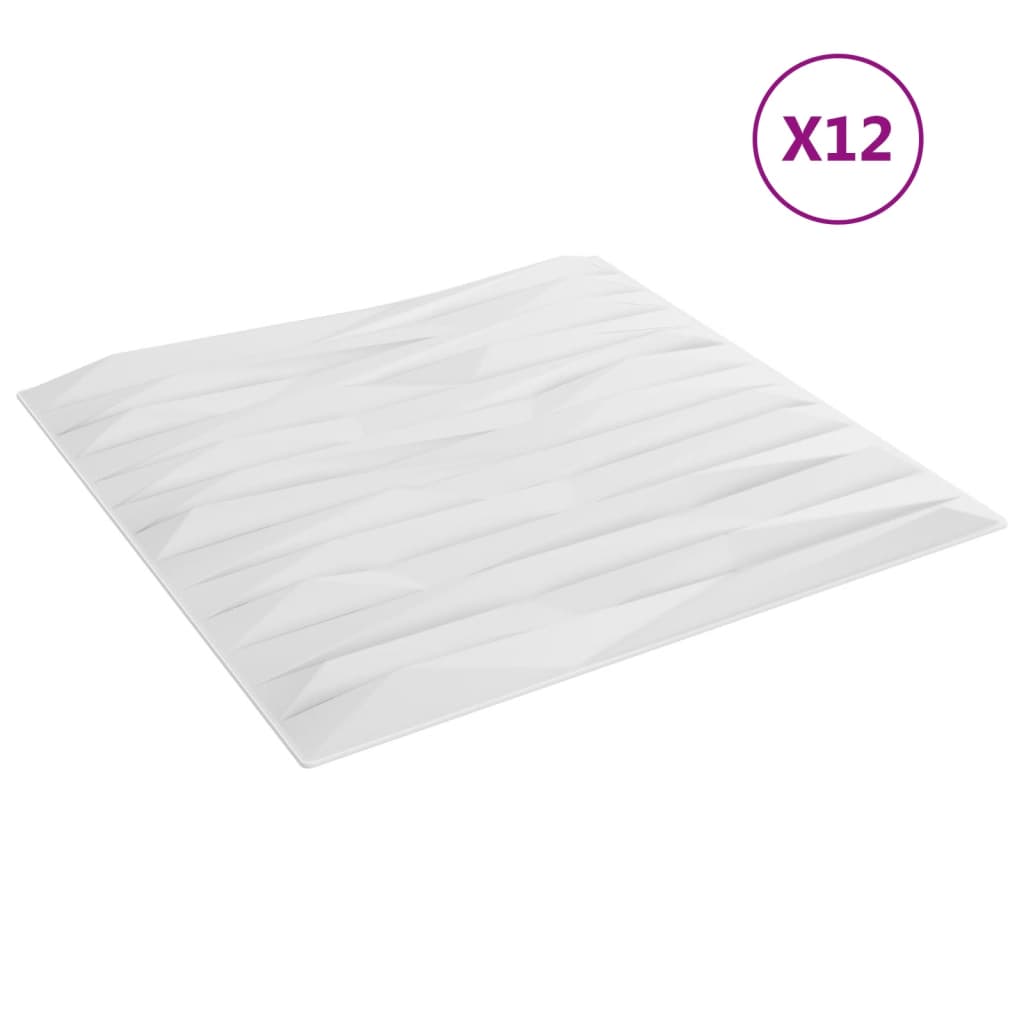 vidaXL Pannelli Murali 12 pz Bianchi 50x50 cm XPS 3 m² Pietra