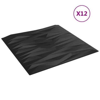 vidaXL Pannelli Murali 12 pz Neri 50x50 cm XPS 3 m² Pietra