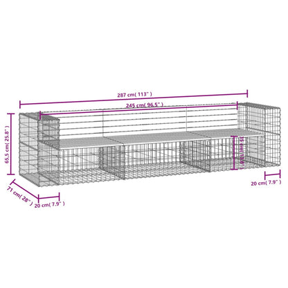 vidaXL Panca Giardino Design Gabbione 287x71x65,5 cm Massello Douglas