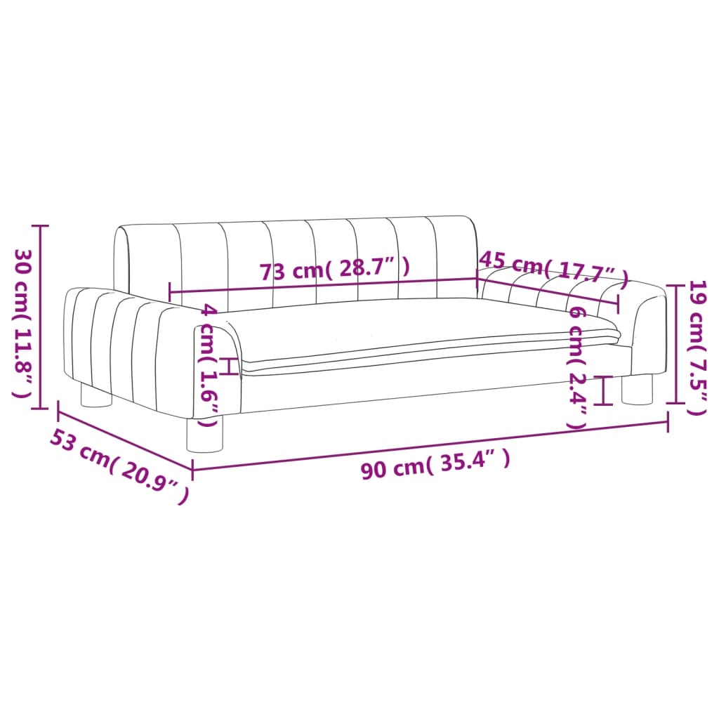 vidaXL Divano per Bambini Grigio Scuro 90x53x30 cm in Tessuto