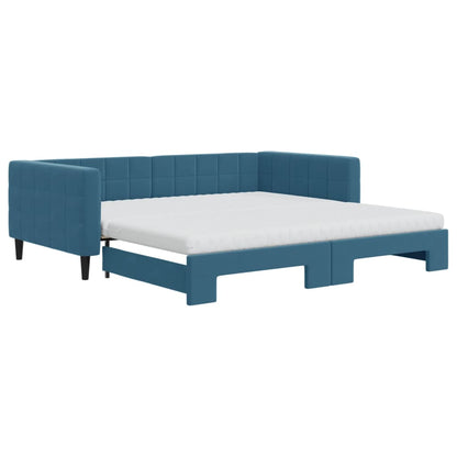 vidaXL Divano Letto Estraibile con Materassi Blu 100x200 cm Velluto