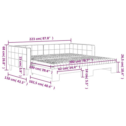 vidaXL Divano Letto Estraibile con Materassi Blu 100x200 cm Velluto