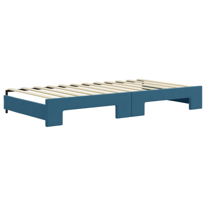 vidaXL Divano Letto Estraibile con Materassi Blu 100x200 cm Velluto