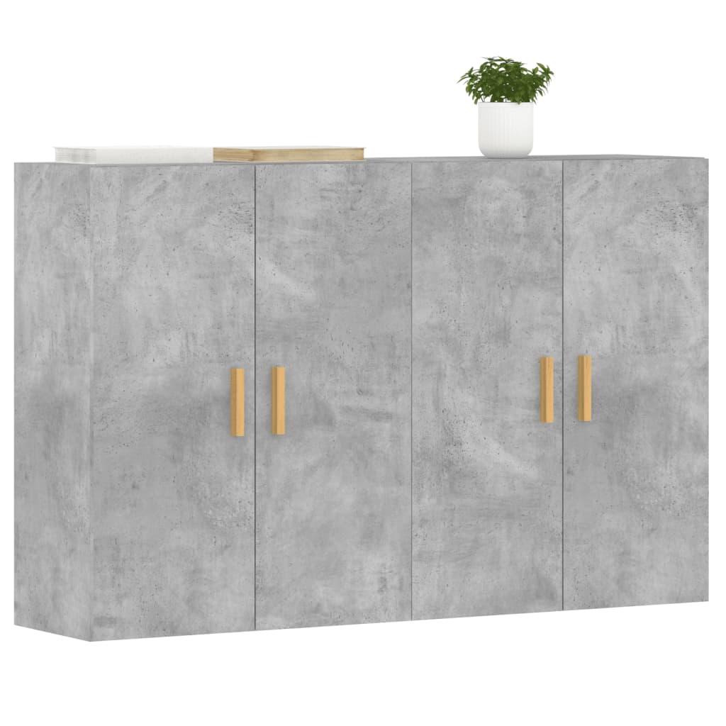vidaXL Armadietti a Parete 2 pz Grigio Cemento in Legno Multistrato