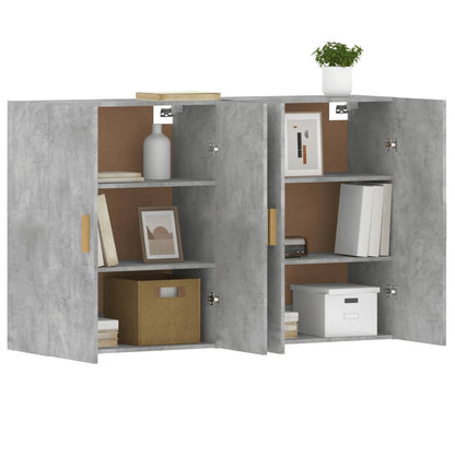 vidaXL Armadietti a Parete 2 pz Grigio Cemento in Legno Multistrato