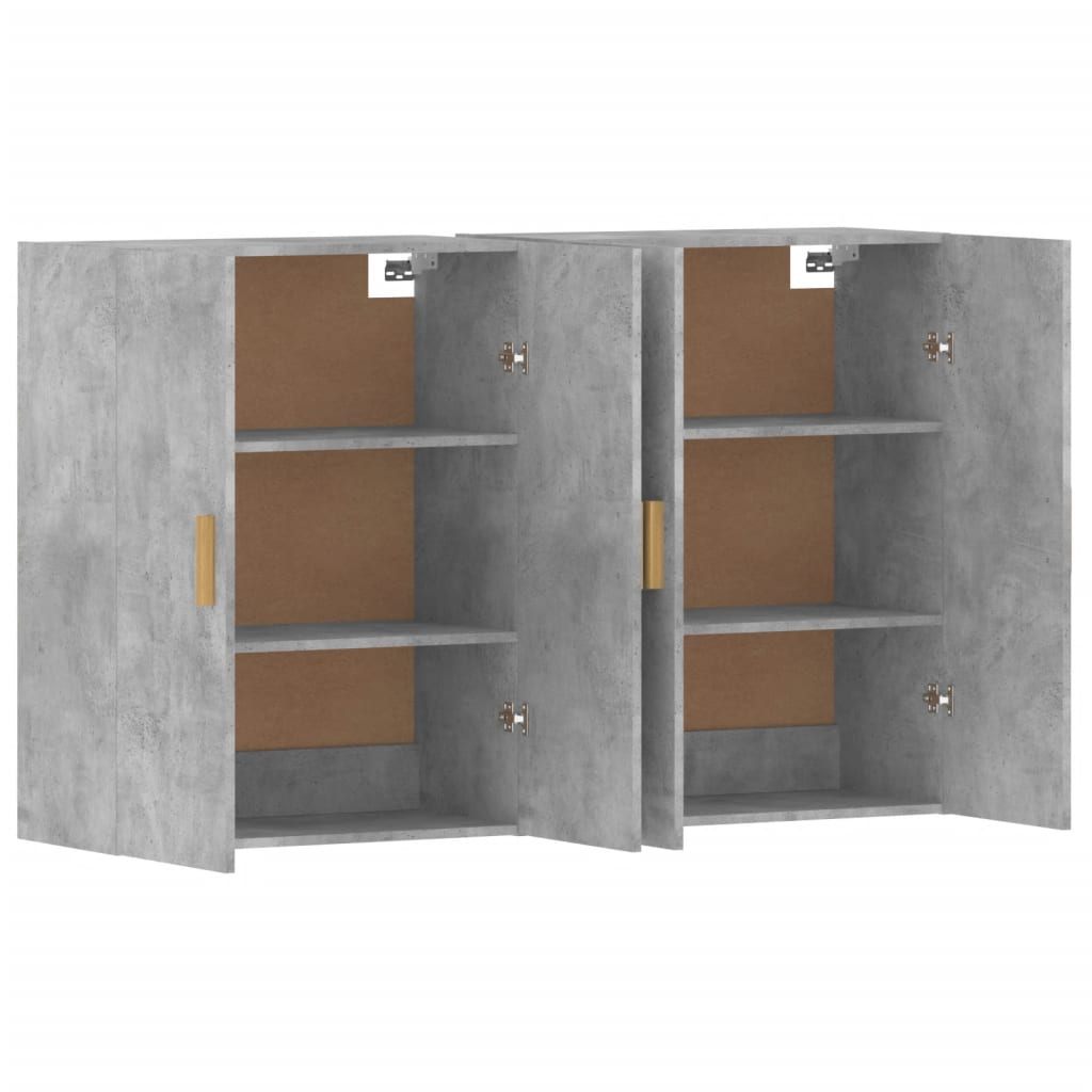 vidaXL Armadietti a Parete 2 pz Grigio Cemento in Legno Multistrato