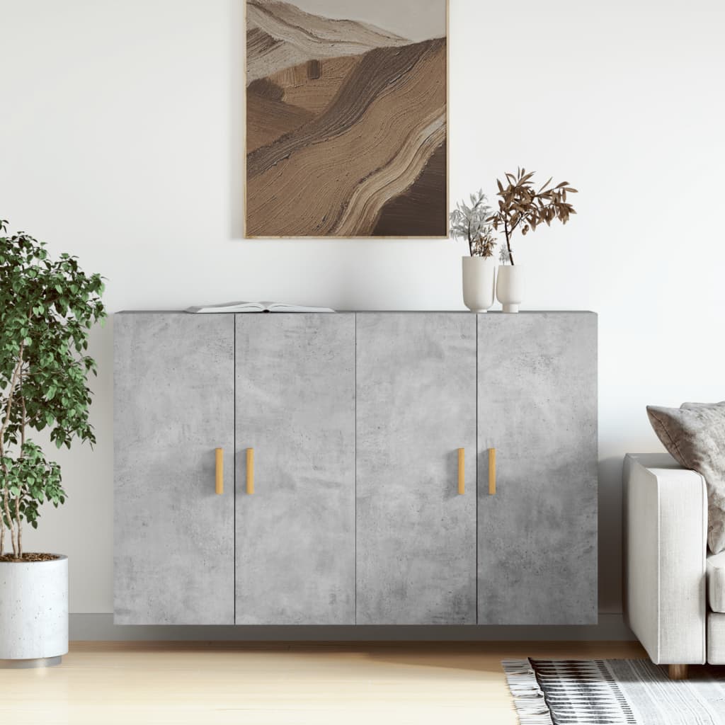 vidaXL Armadietti a Parete 2 pz Grigio Cemento in Legno Multistrato