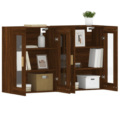 vidaXL Armadietti a Parete 2 pz Rovere Marrone in Legno Multistrato