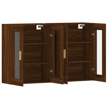 vidaXL Armadietti a Parete 2 pz Rovere Marrone in Legno Multistrato