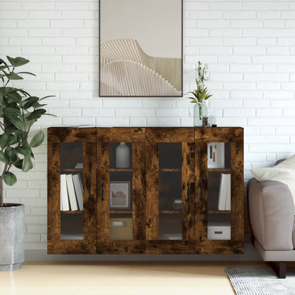 vidaXL Armadietti a Parete 2 pz Rovere Fumo in Legno Multistrato