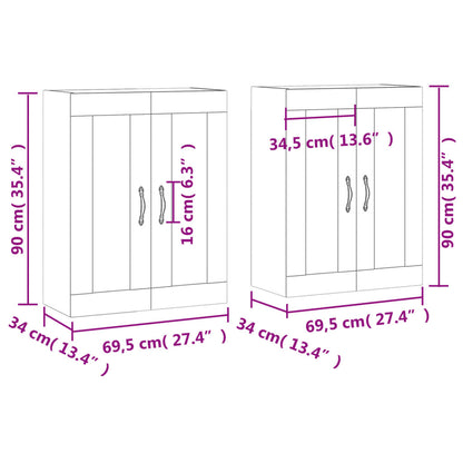 vidaXL Armadietti a Parete 2 pz Grigio Cemento in Legno Multistrato