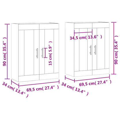 vidaXL Armadietti a Parete 2 pz Grigio Sonoma in Legno Multistrato