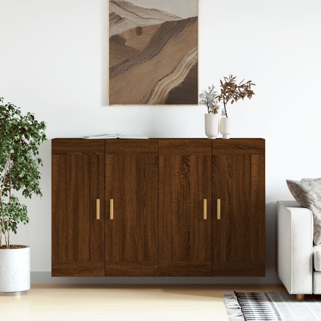 vidaXL Armadietti a Parete 2 pz Rovere Marrone in Legno Multistrato