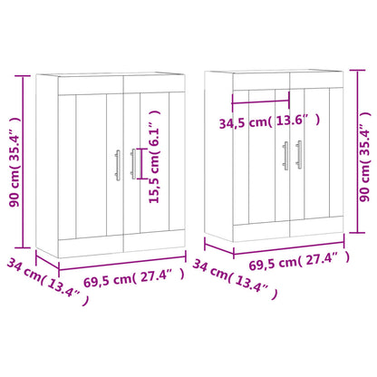 vidaXL Armadietti a Parete 2 pz Neri in Legno Multistrato