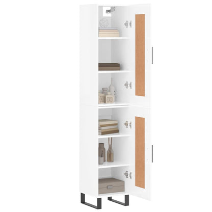 vidaXL Credenza 34,5x34x180 cm in Legno Multistrato Bianco Lucido