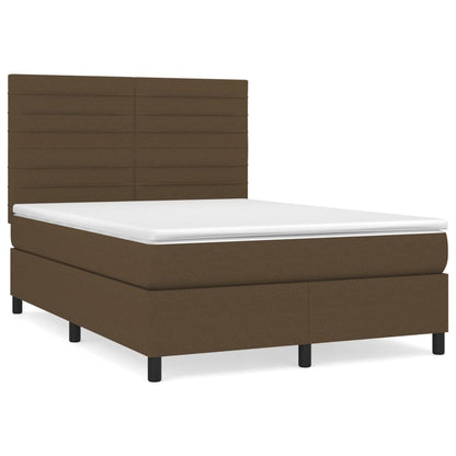 vidaXL Giroletto a Molle con Materasso Marrone Scuro 140x200cm Tessuto