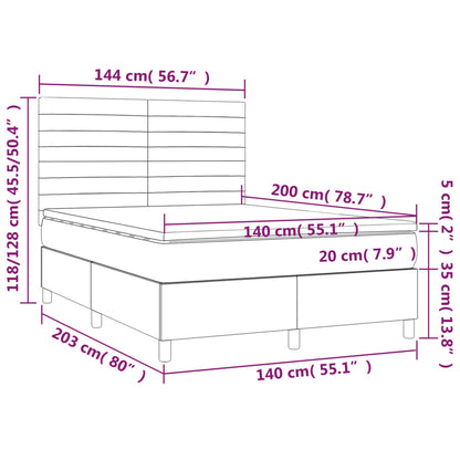 vidaXL Giroletto a Molle con Materasso Marrone Scuro 140x200cm Tessuto