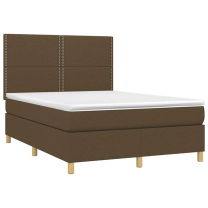 vidaXL Giroletto a Molle con Materasso Marrone Scuro 140x200cm Tessuto